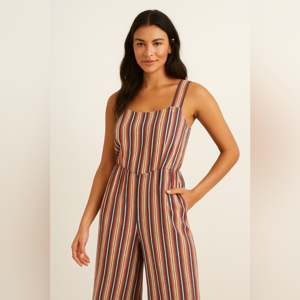 Xhilaration Striped Jumpsuit - Red and White